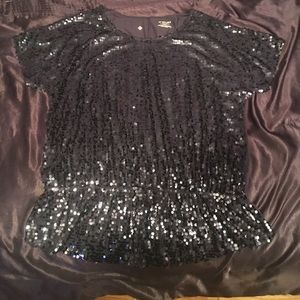 Navy blue sequins top